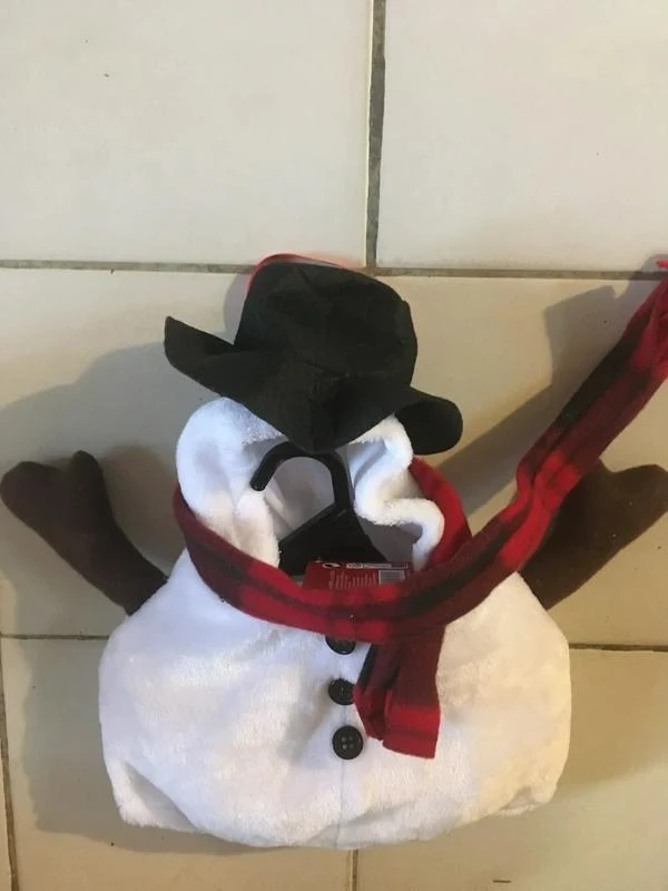 Klein kerstjasje voor kleine hond - nieuw - fluweel: Sneeuwpop – photo 2